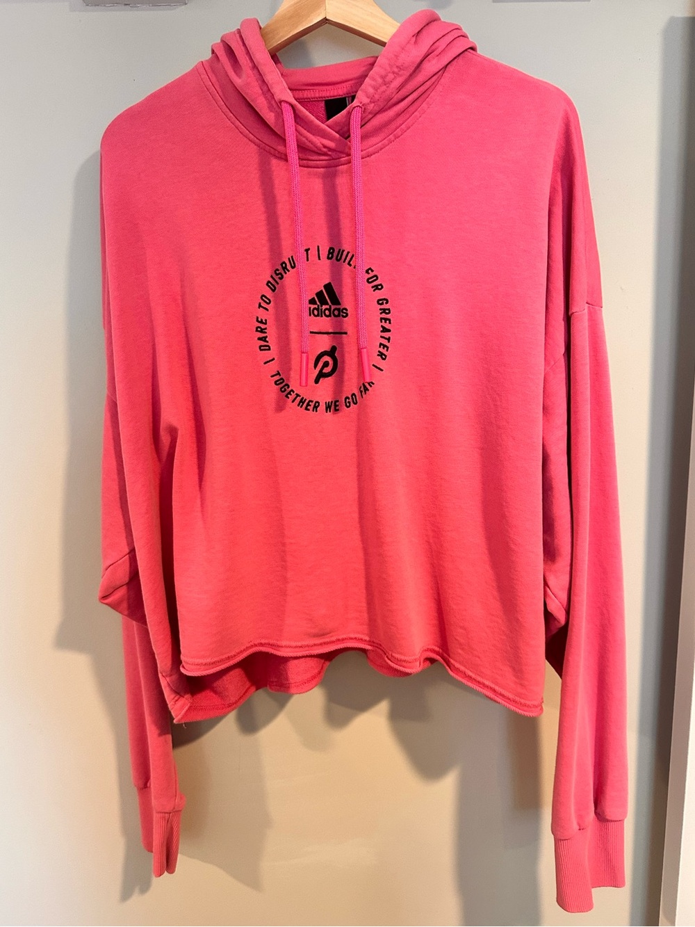 Peloton + Adidas Women's Pink Cropped Hoodie - 2X